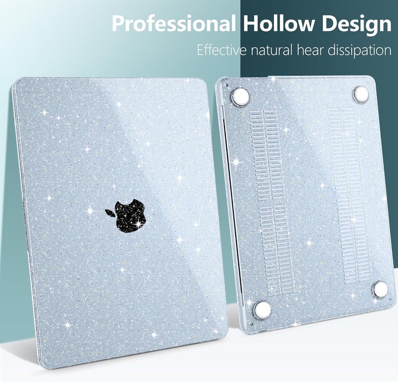 DONGKE Compatible with MacBook Air 13.6 inch Case M4 M3 M2 2025 2024 2023 2022 A3240 A3113 A2681, Glitter Bling Plastic Hard Shell & Keyboard Cover for MacBook Air M4 13 inch Case, Sparkly Sky Blue - Image 5